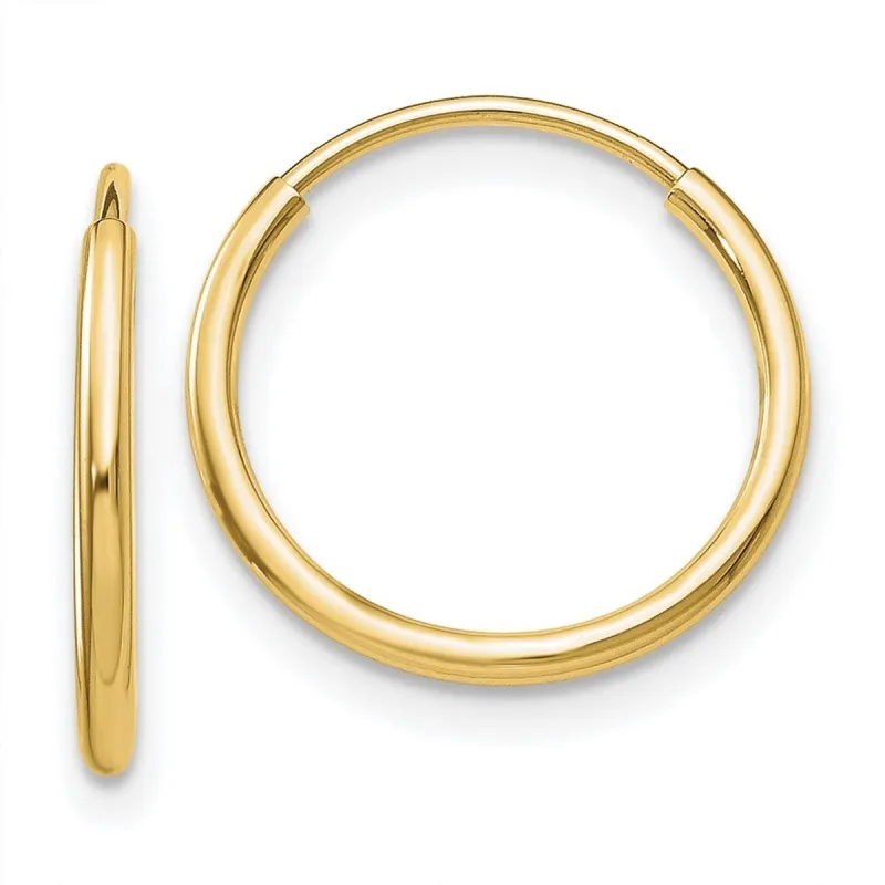 Curata Solid 10k Yellow Gold 1.2x15mm Polished Endless Tube Hoop Earrings sold by Zulily