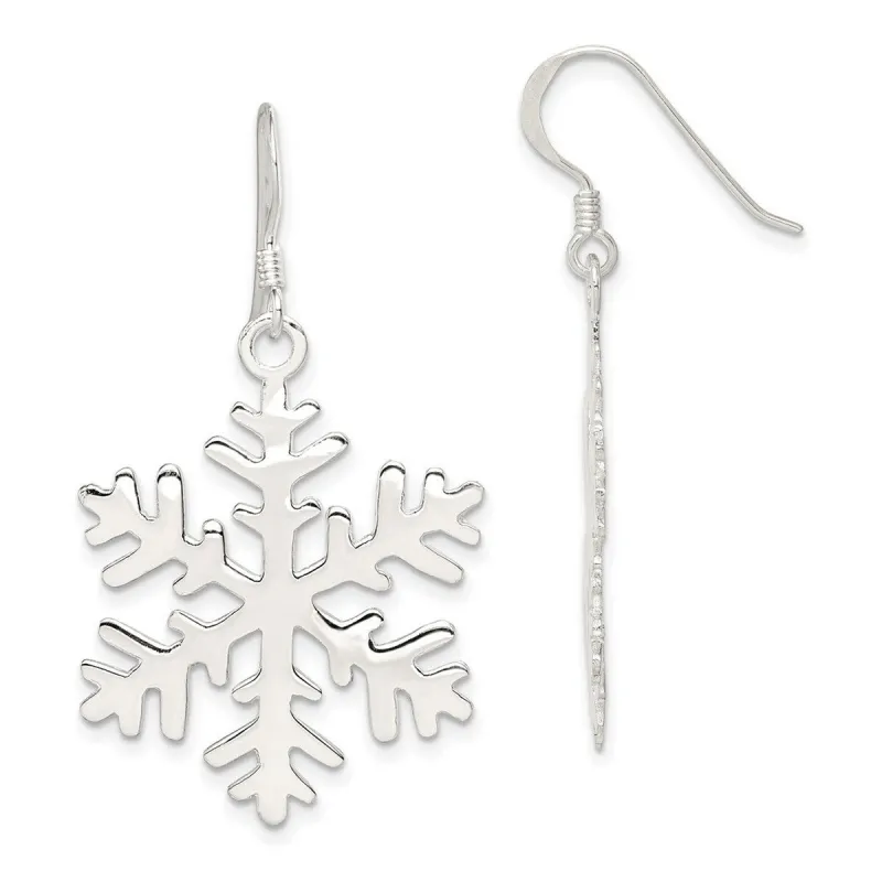 Curata 925 Sterling Silver Polished 25x45mm Hook Snowflake Long Drop Dangle Earrings sold by Zulily