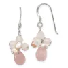 Curata 925 Sterling Silver 6x34mm Rose Quartz Cultured Pink Pearl Dangle Hook Earrings sold by Zulily