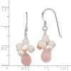 Curata 925 Sterling Silver 6x34mm Rose Quartz Cultured Pink Pearl Dangle Hook Earrings sold by Zulily