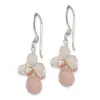 Curata 925 Sterling Silver 6x34mm Rose Quartz Cultured Pink Pearl Dangle Hook Earrings sold by Zulily