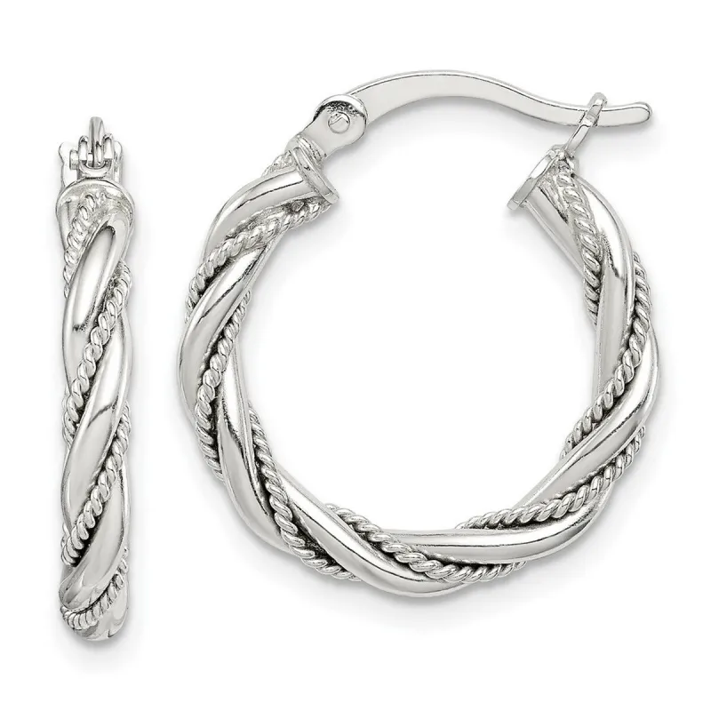 Curata 925 Sterling Silver 20x21.86mm Twisted and Textured Hoop Earrings sold by Zulily