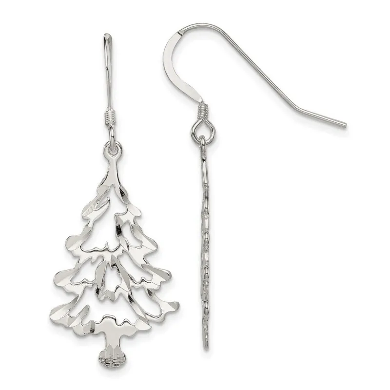 Curata 925 Sterling Silver Polished 18x45mm Hook Christmas Tree Dangle Earrings sold by Zulily