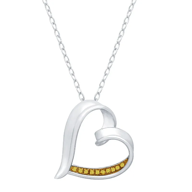 Natural Yellow Diamond Heart Pendant 18" Chain in Sterling Silver sold by Zulily