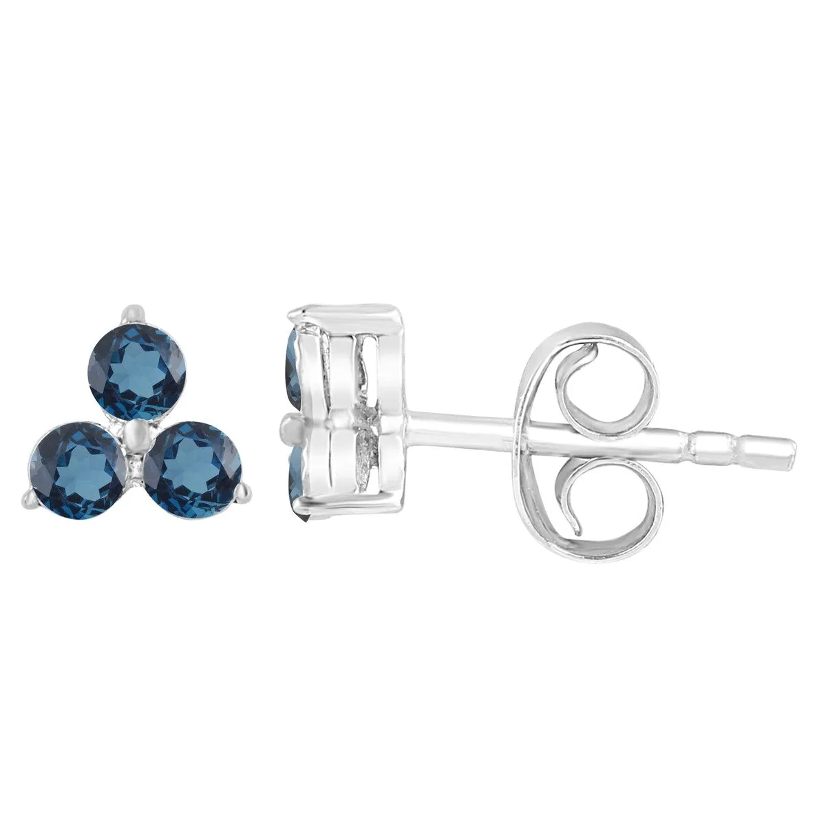 Sterling Silver 0.45Ct Natural London Blue Topaz 3- Stone Stud Earrings sold by Zulily product image thumbnail 2