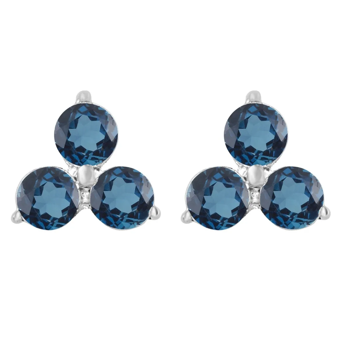 Sterling Silver 0.45Ct Natural London Blue Topaz 3- Stone Stud Earrings sold by Zulily