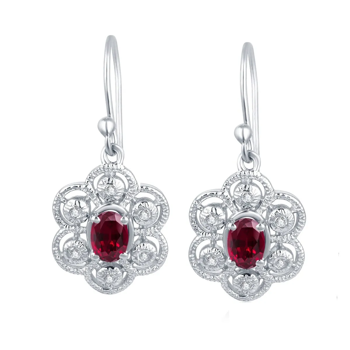 1.80Ct Ruby and White Topaz Dangling Earrings in Sterling Silver sold by Zulily product image thumbnail 2