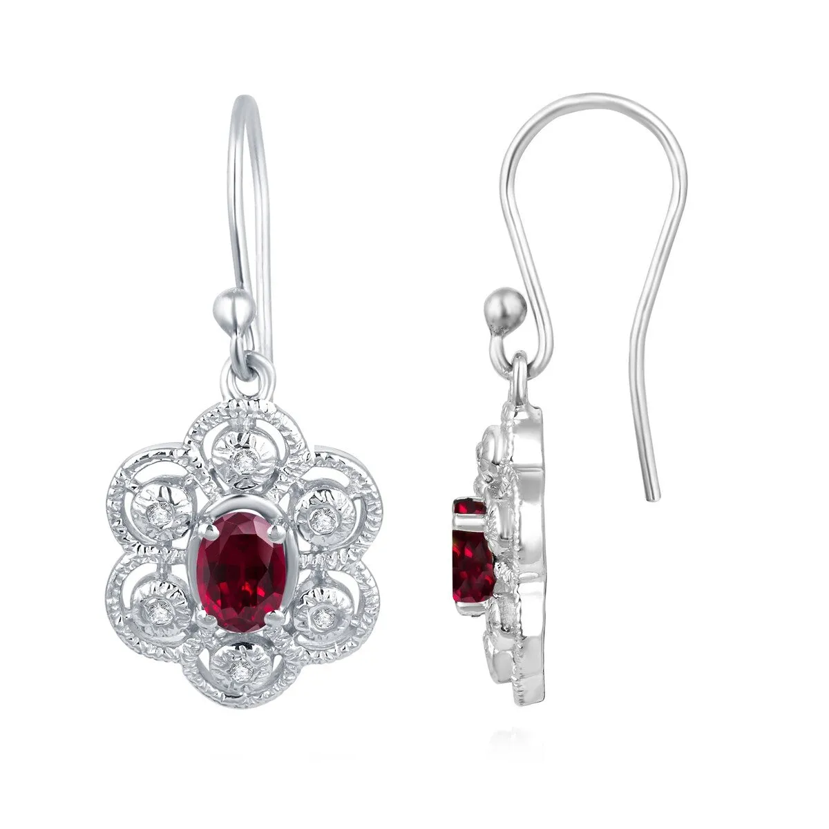 1.80Ct Ruby and White Topaz Dangling Earrings in Sterling Silver sold by Zulily