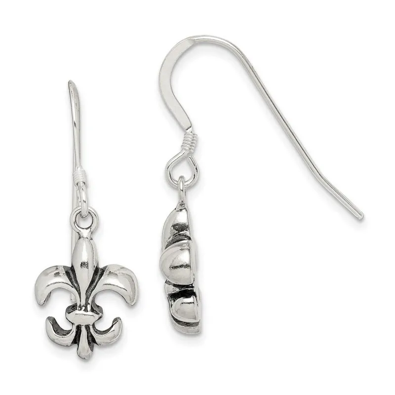 Curata 925 Sterling Silver 12x30mm Antiqued Fleur de Lis Dangle Earrings sold by Zulily