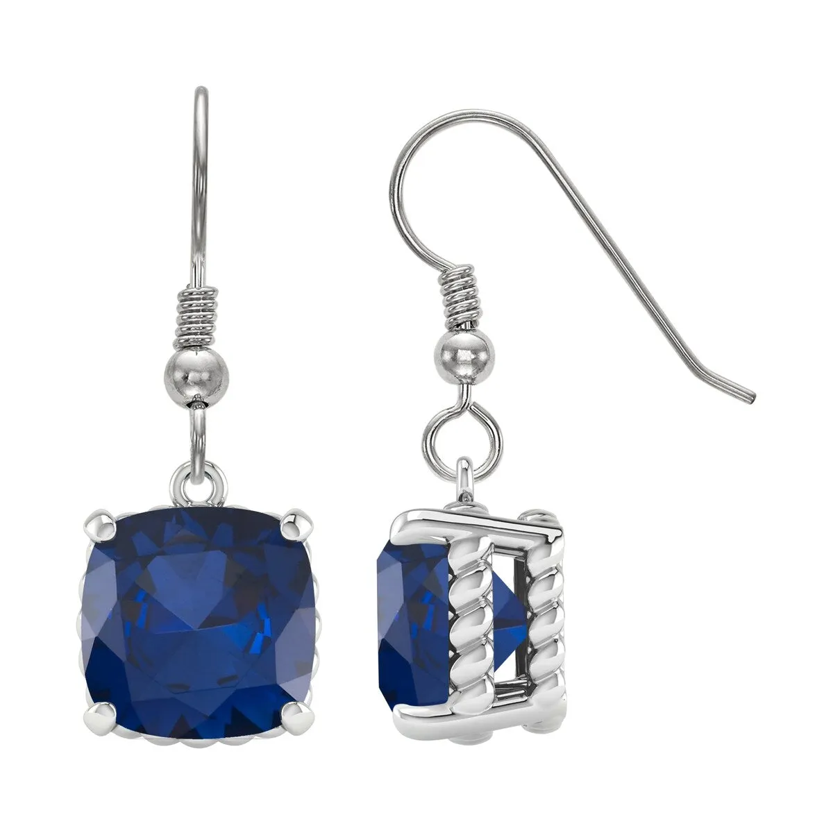 Dangle Earrings Sterling Silver 17.00ct Cushion Cut Blue Sapphire sold by Zulily