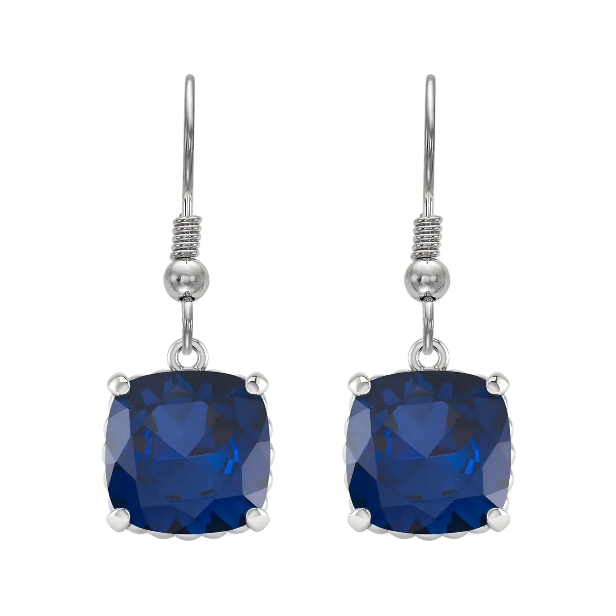 Dangle Earrings Sterling Silver 17.00ct Cushion Cut Blue Sapphire sold by Zulily product image thumbnail 2