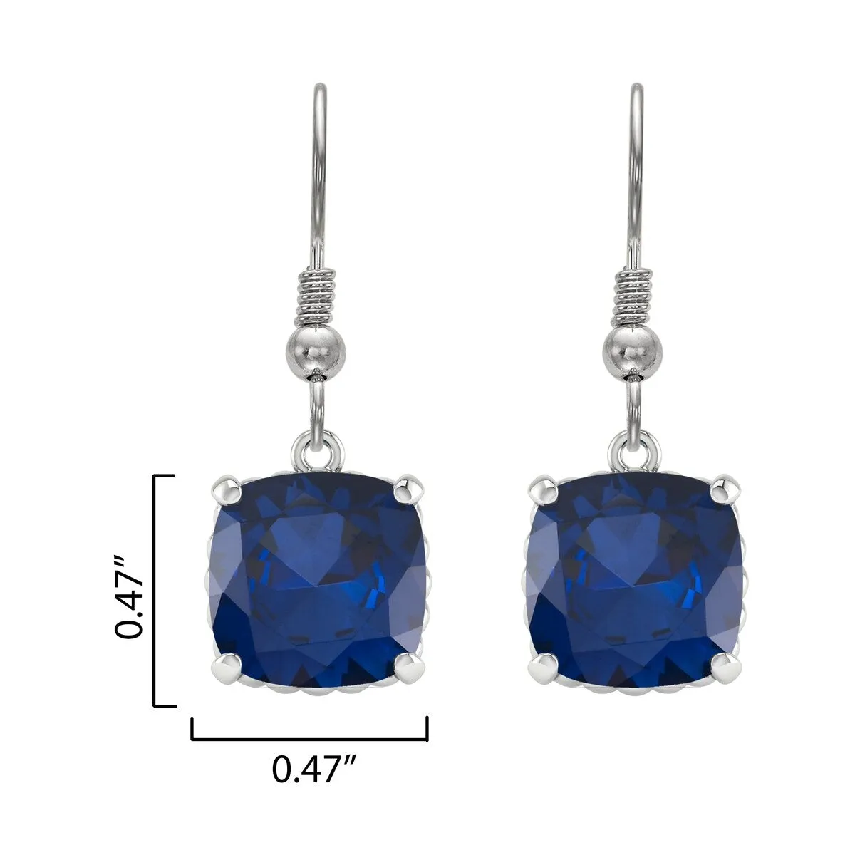 Dangle Earrings Sterling Silver 17.00ct Cushion Cut Blue Sapphire sold by Zulily product image thumbnail 3
