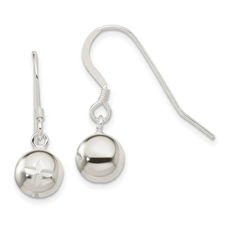 Curata 925 Sterling Silver Hollow Polished 8x23mm Sparkle Cut Bead Long Drop Dangle Hook Earrings sold by Zulily