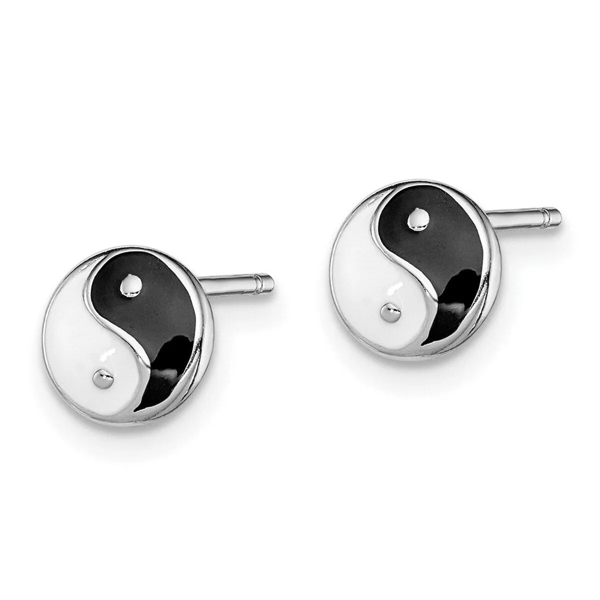 Curata 925 Sterling Silver Polished 7x7mm Enameled Yin Yang Symbol Post Earrings sold by Zulily product image thumbnail 3