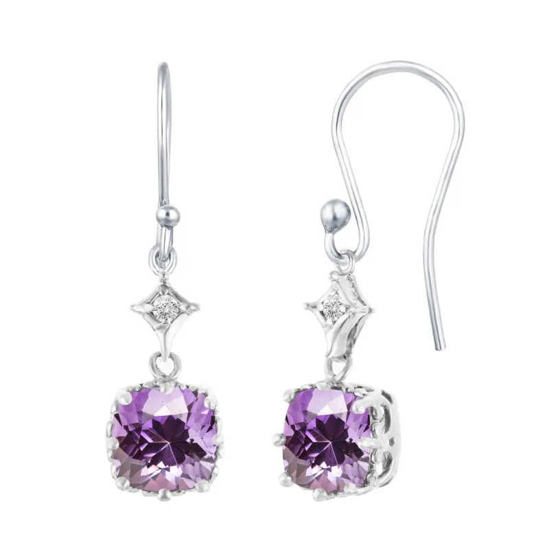 Dangling Earring in Sterling Silver 4.35Ct Natural Amethyst and White Topaz sold by Zulily
