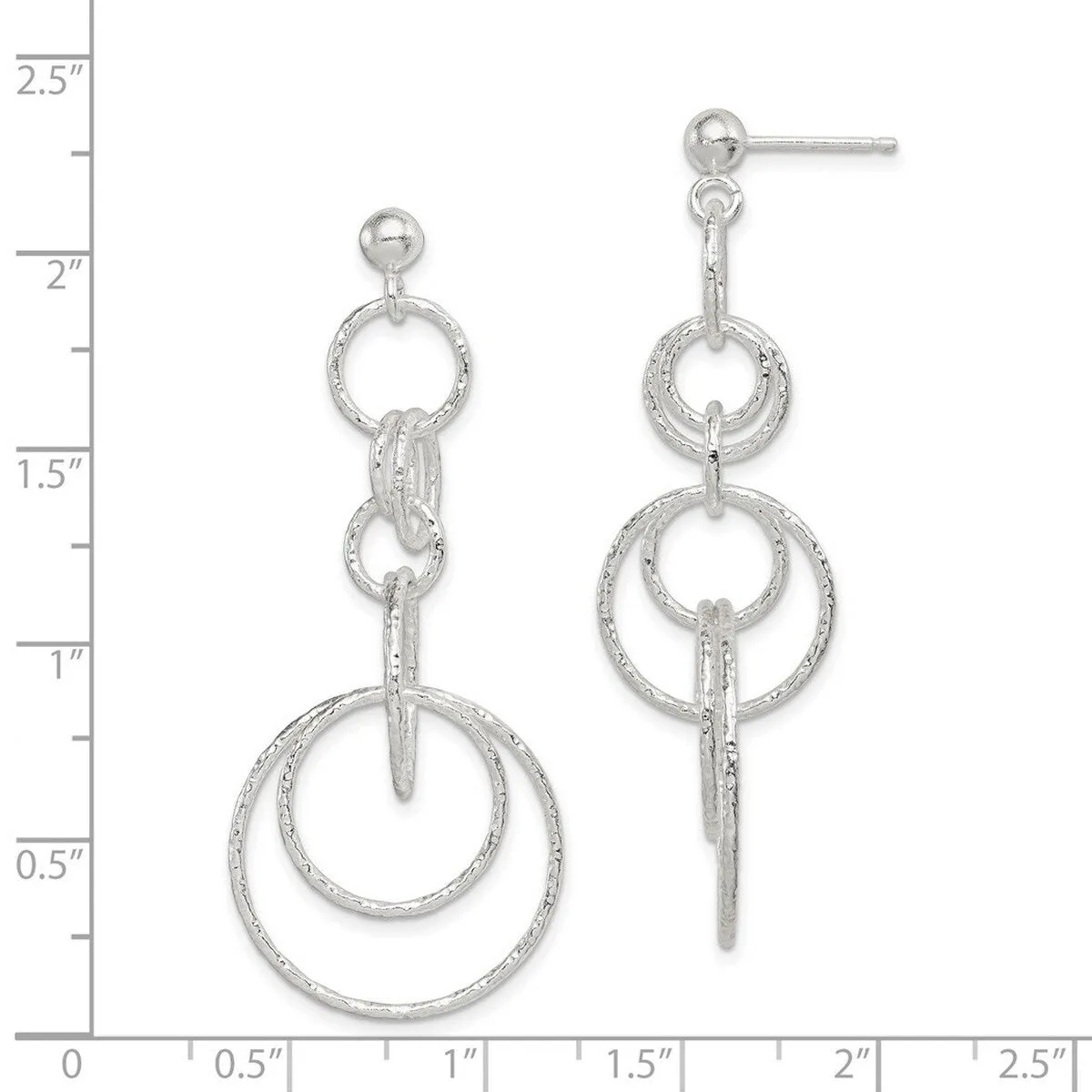 Curata 925 Sterling Silver 22x53mm Textured Circle Post Long Drop Dangle Earrings sold by Zulily product image thumbnail 2