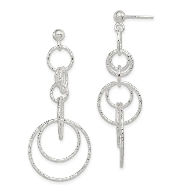 Curata 925 Sterling Silver 22x53mm Textured Circle Post Long Drop Dangle Earrings sold by Zulily
