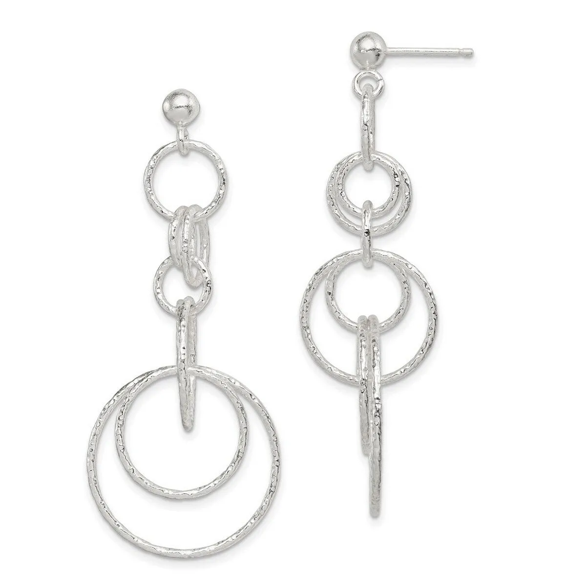 Curata 925 Sterling Silver 22x53mm Textured Circle Post Long Drop Dangle Earrings sold by Zulily