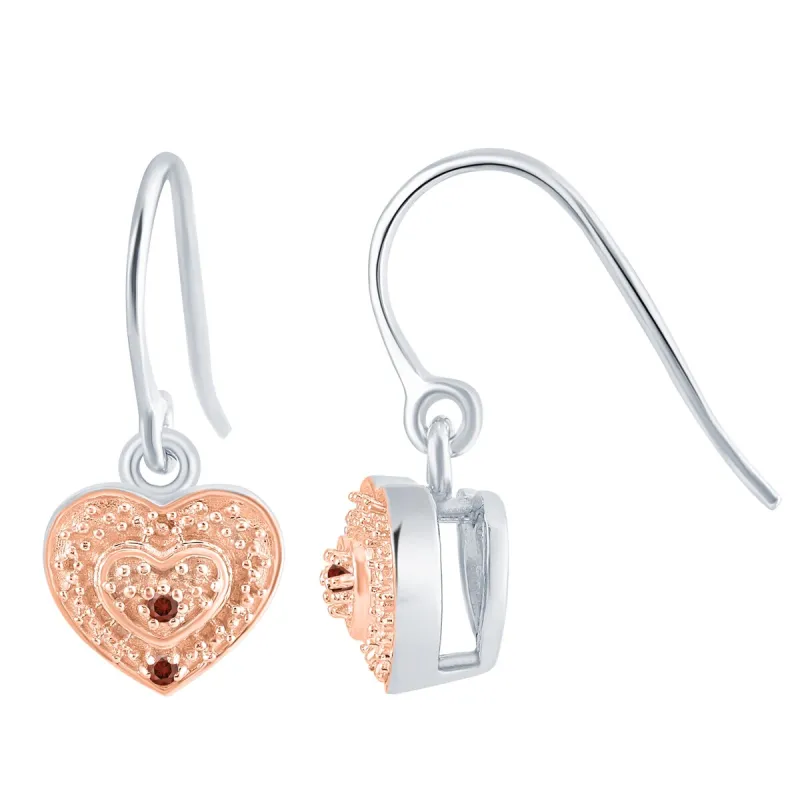 0.45Ct Natural Red Diamond Heart Dangle Earrings in Two Tone sold by Zulily