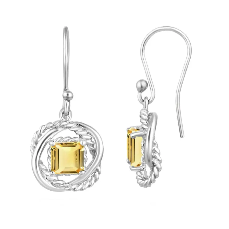 1.90Ct Natural Citrine Twisted Wire Earrings in Sterling Silver sold by Zulily