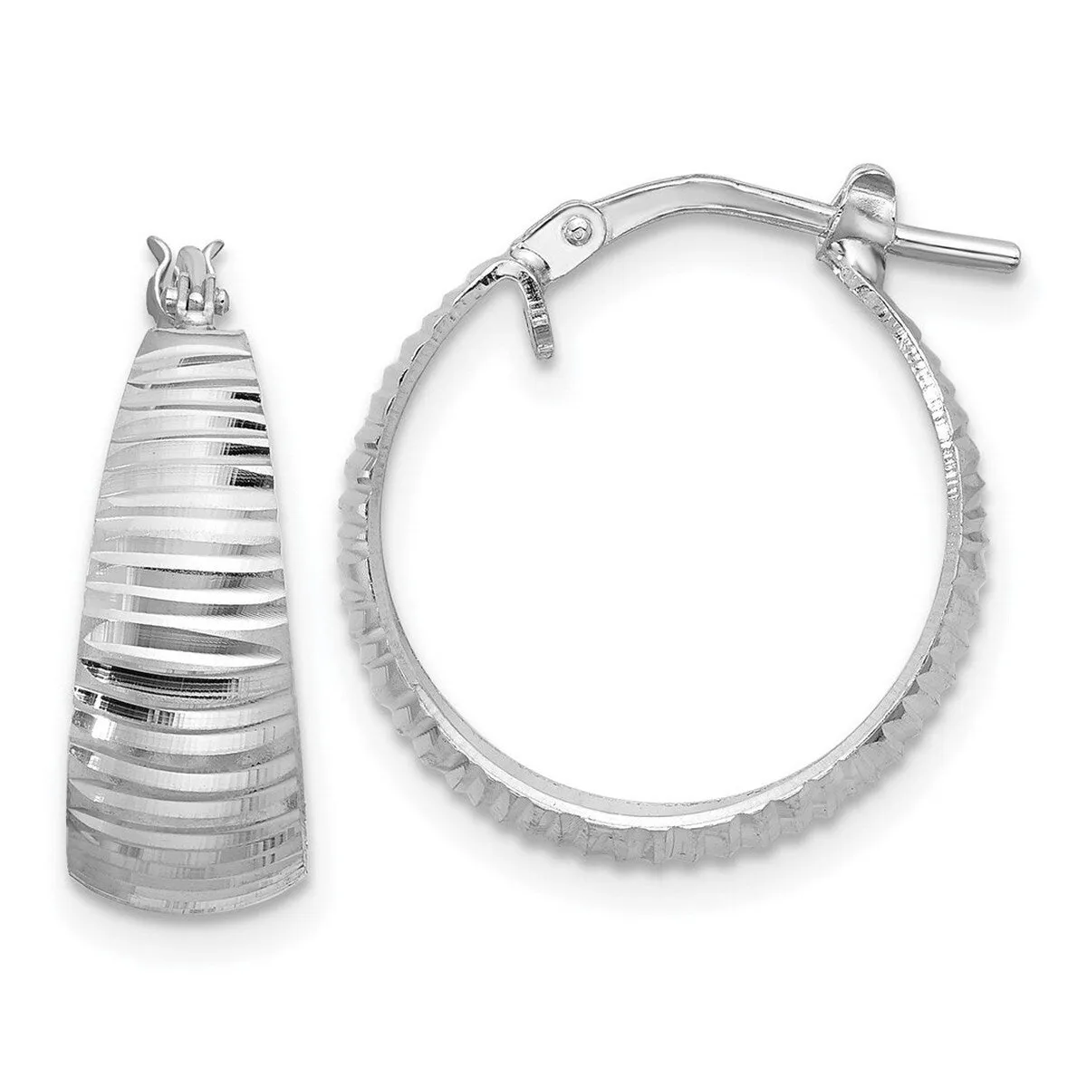 Curata 925 Sterling Silver Rhodium Plated Polished 18x19mm Diamond-Cut Tapered Round Hoop Earrings sold by Zulily