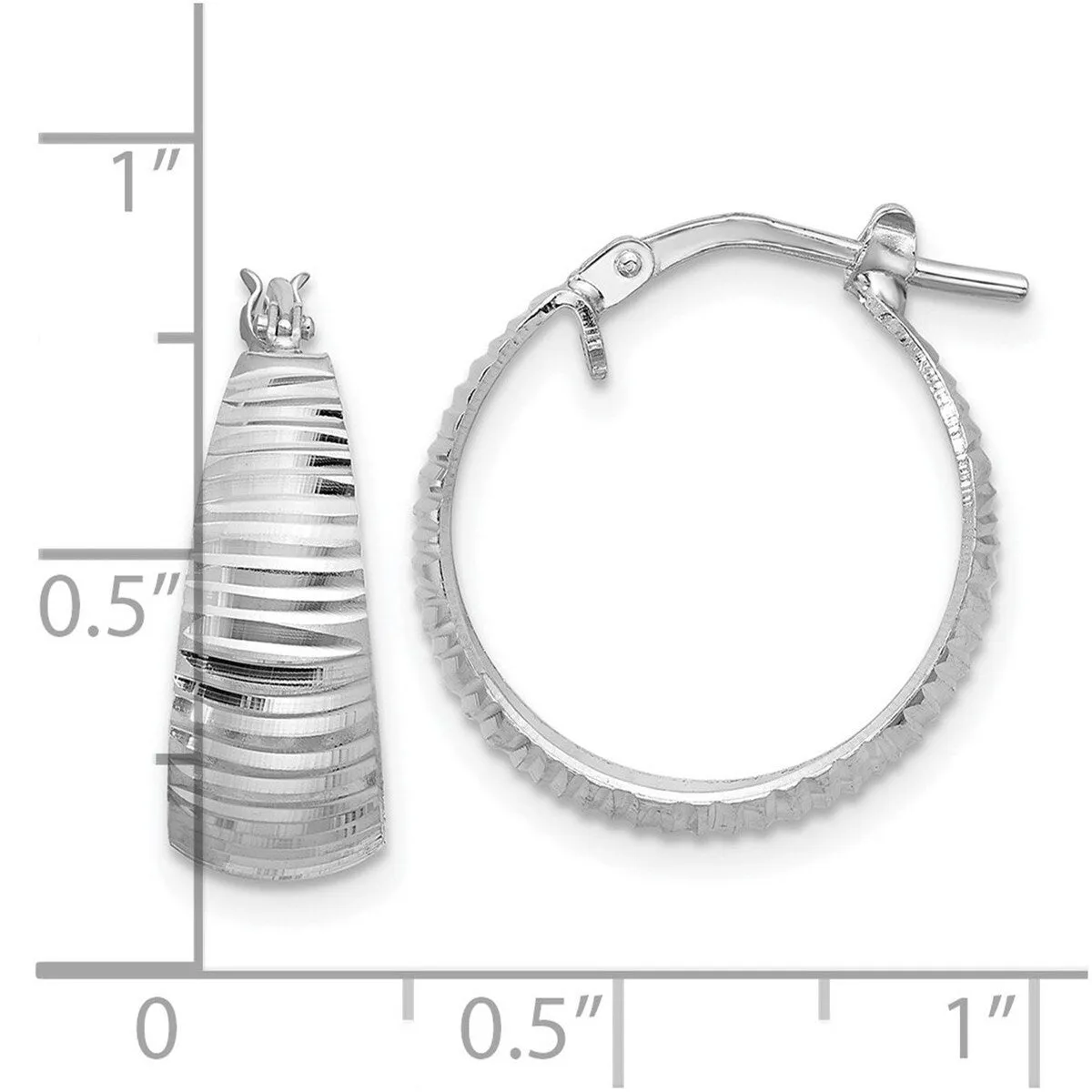 Curata 925 Sterling Silver Rhodium Plated Polished 18x19mm Diamond-Cut Tapered Round Hoop Earrings sold by Zulily product image thumbnail 2