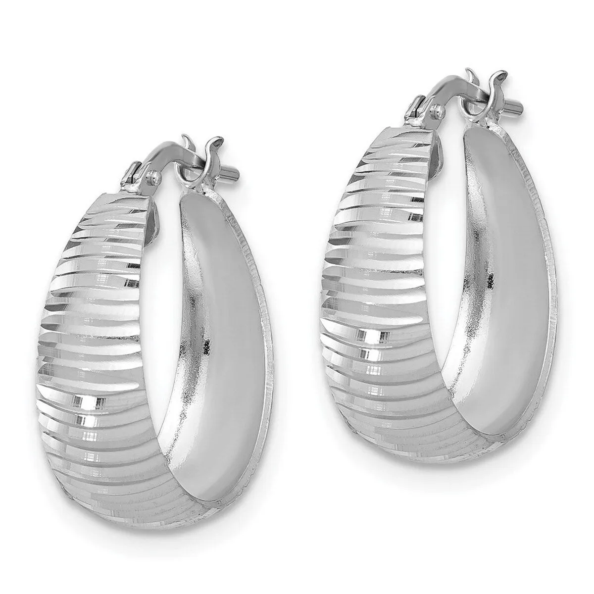 Curata 925 Sterling Silver Rhodium Plated Polished 18x19mm Diamond-Cut Tapered Round Hoop Earrings sold by Zulily product image thumbnail 3
