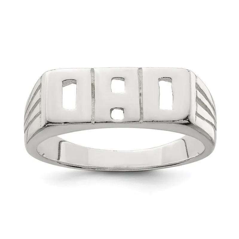 Curata 925 Sterling Silver Mens Block DAD Ring sold by Zulily