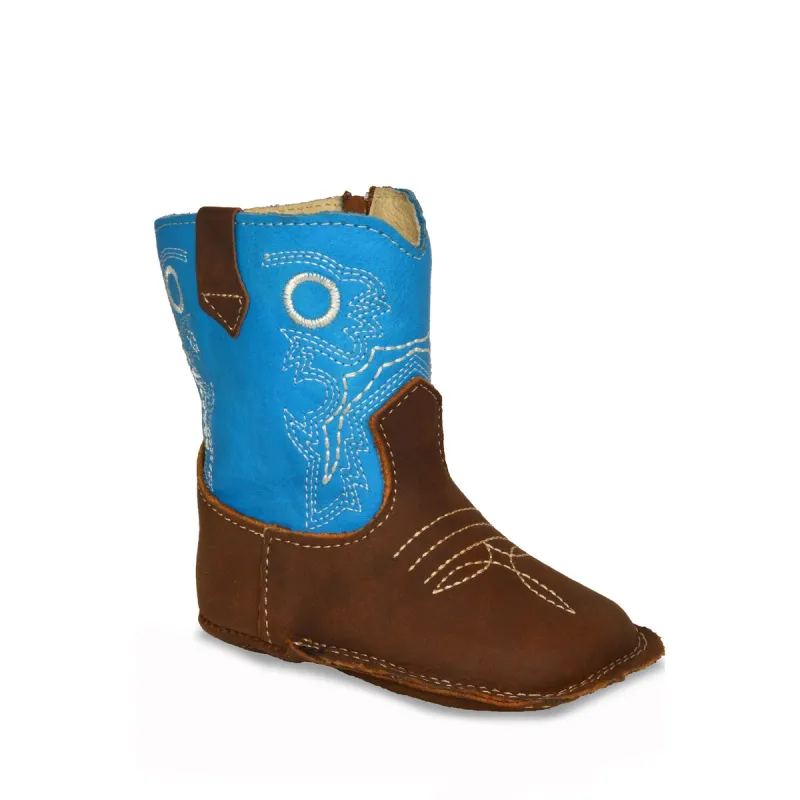 RedHawk Boot Co. Little Cowpokes Wide Square Toe Booties in Sky Blue sold by Zulily