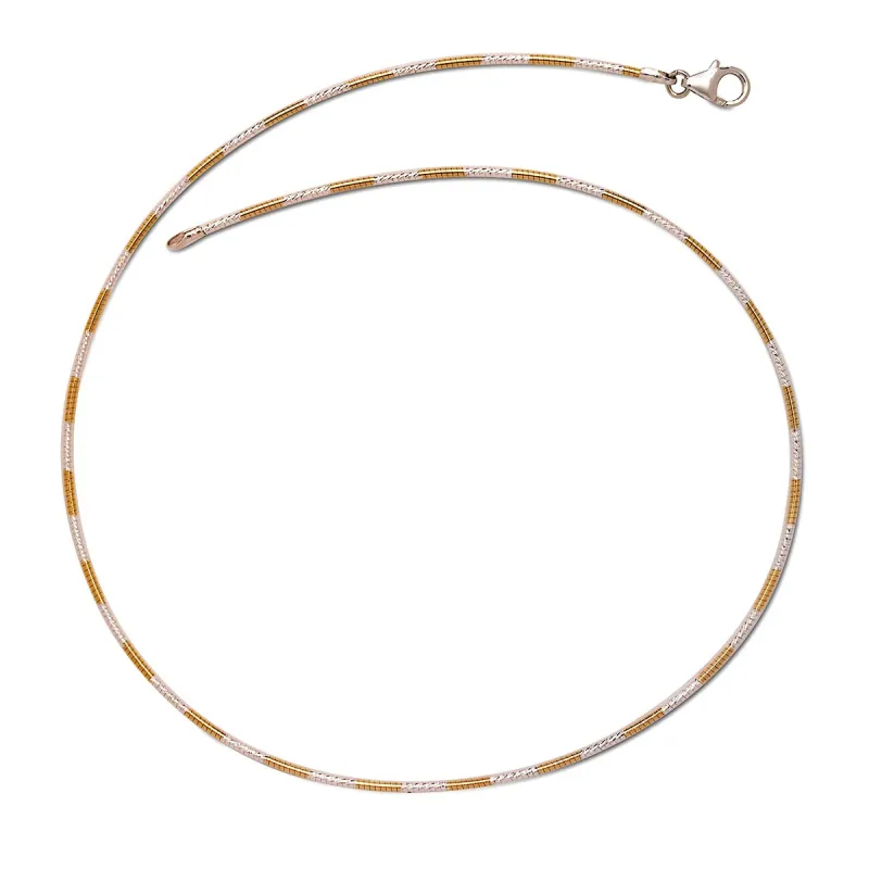 Curata Italian Sterling Silver Two-tone 2mm Diamond-cut Round Omega Chain Necklace (16 or 18 inches) sold by Zulily