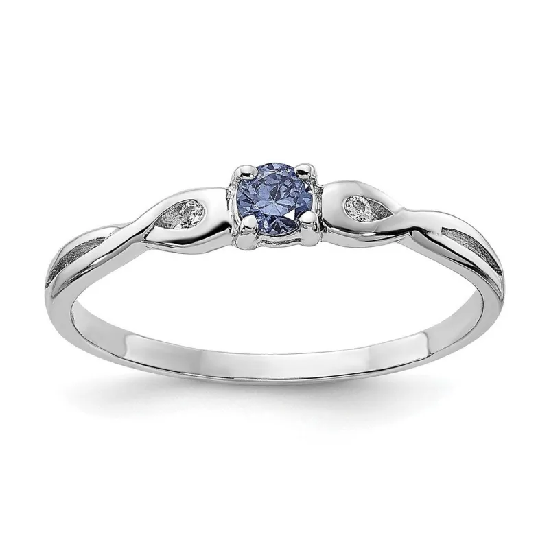 Curata 925 Sterling Silver Simulated Tanzanite and White Cubic Zirconia Ring sold by Zulily
