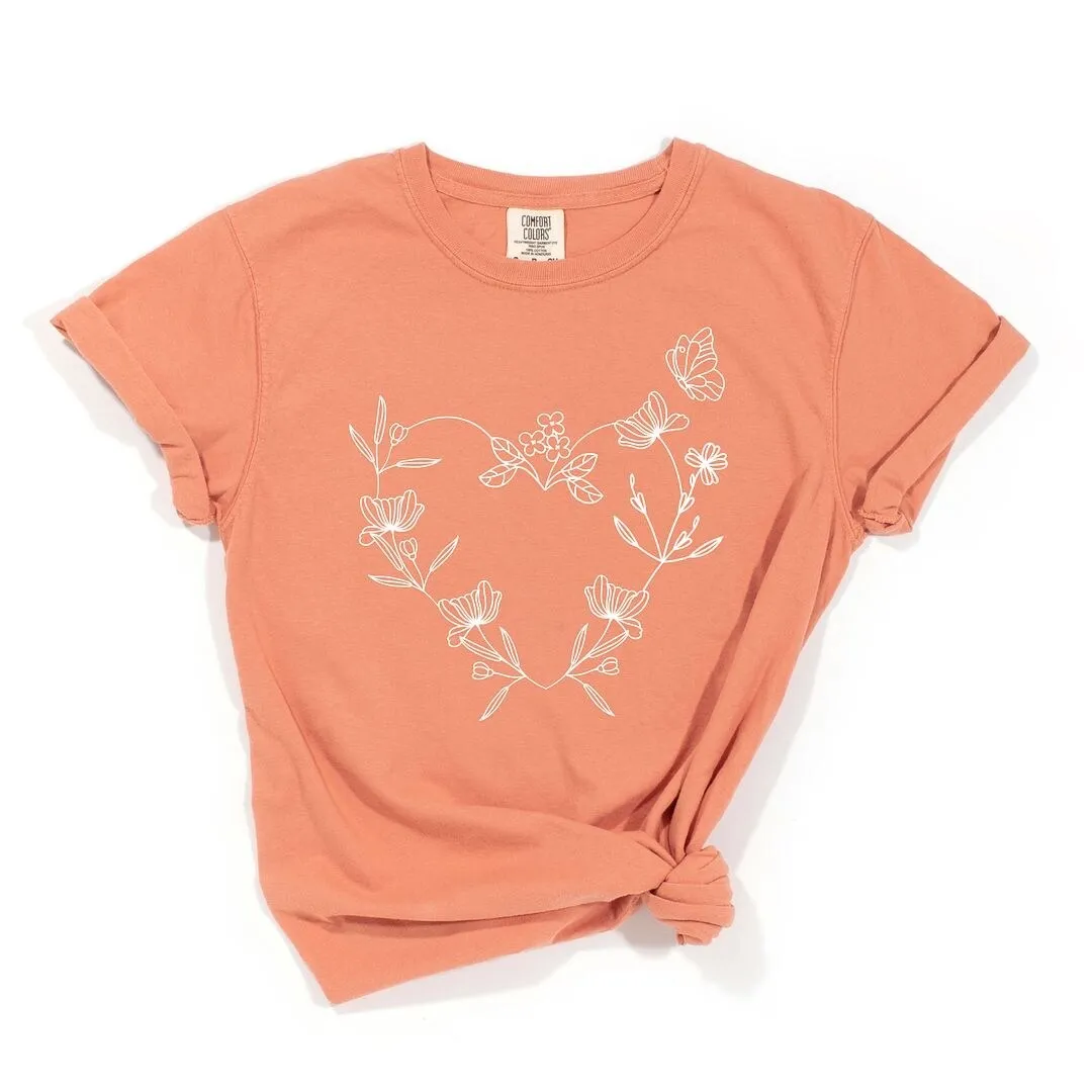 Butterfly and Floral Heart Garment Dyed Tee sold by Zulily