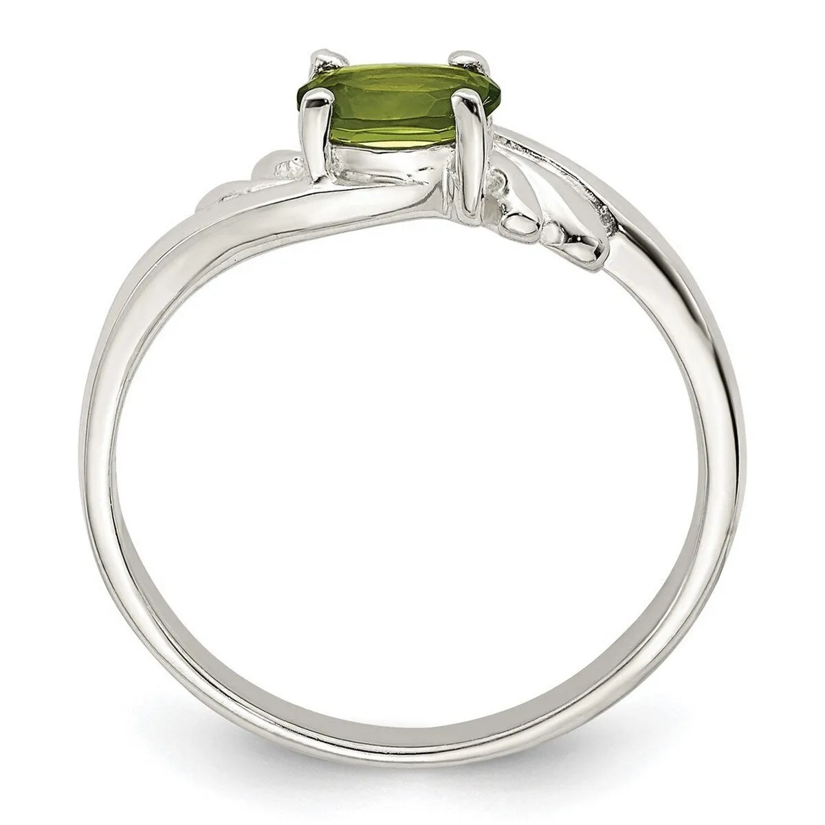 Curata 925 Sterling Silver Polished Solid Back Lime Green Oval Cubic Zirconia Ring sold by Zulily product image thumbnail 3