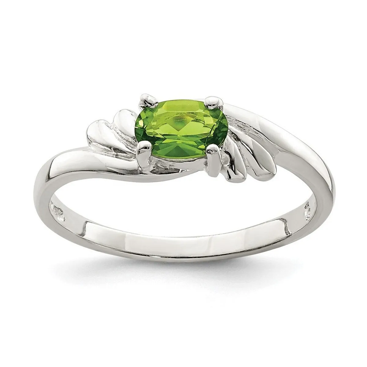 Curata 925 Sterling Silver Polished Solid Back Lime Green Oval Cubic Zirconia Ring sold by Zulily