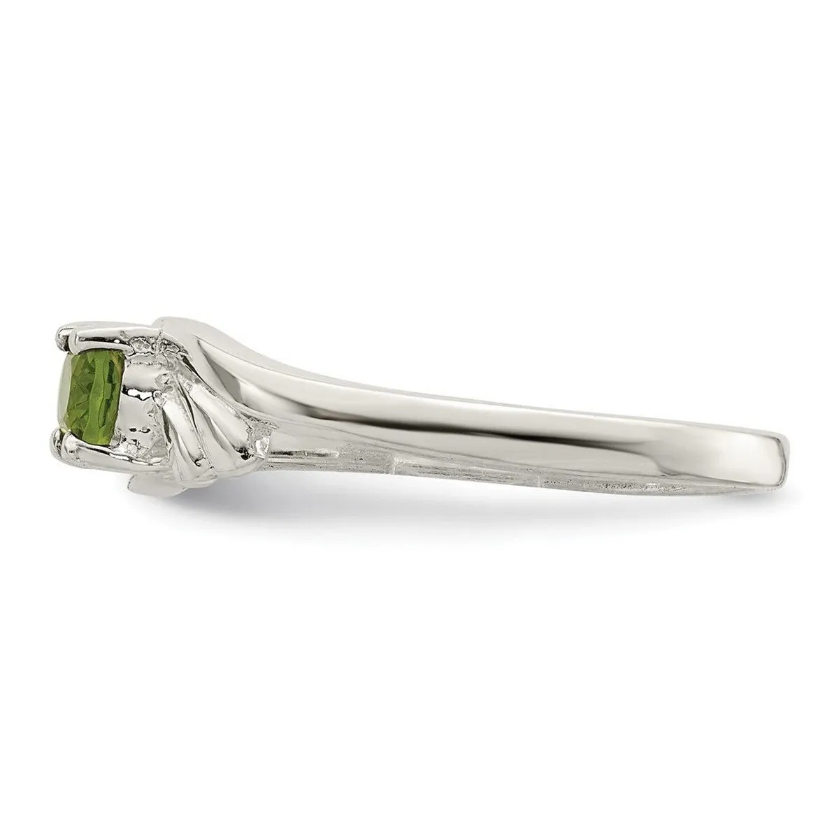 Curata 925 Sterling Silver Polished Solid Back Lime Green Oval Cubic Zirconia Ring sold by Zulily product image thumbnail 4