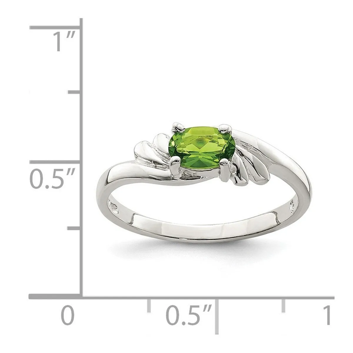 Curata 925 Sterling Silver Polished Solid Back Lime Green Oval Cubic Zirconia Ring sold by Zulily product image thumbnail 2