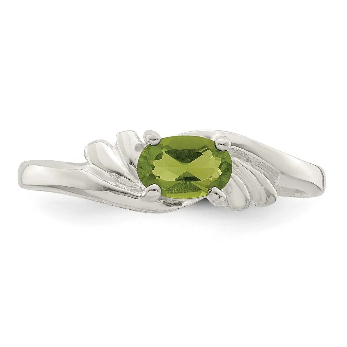 Curata 925 Sterling Silver Polished Solid Back Lime Green Oval Cubic Zirconia Ring sold by Zulily product image thumbnail 5