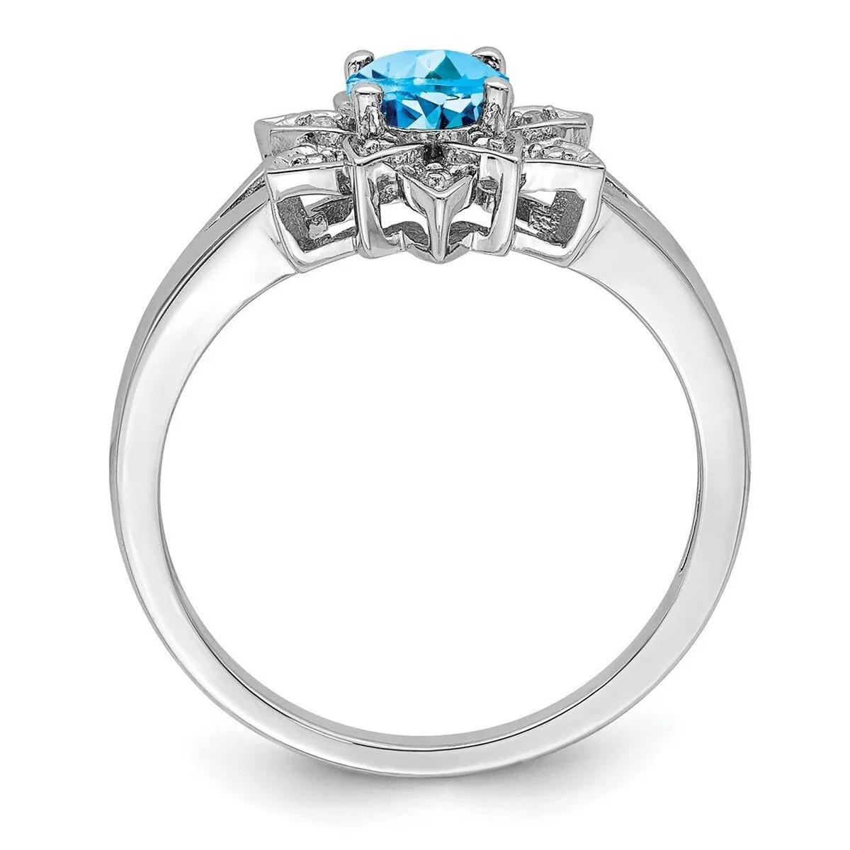 Curata 925 Sterling Silver Blue Topaz and Diamond Flower Ring sold by Zulily