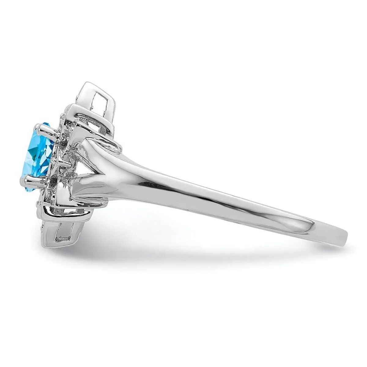Curata 925 Sterling Silver Blue Topaz and Diamond Flower Ring sold by Zulily product image thumbnail 2