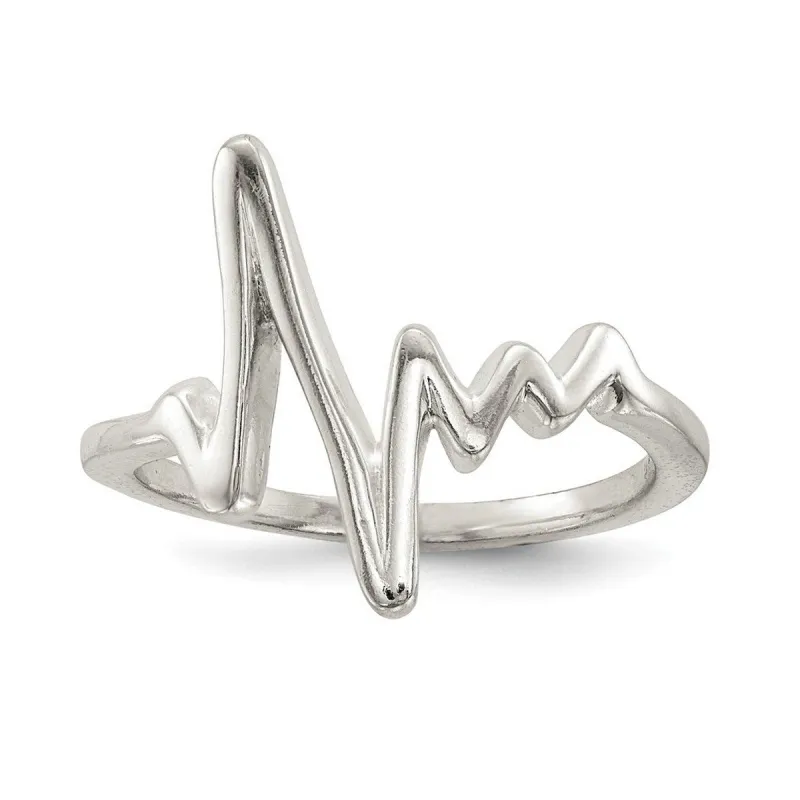 Curata 925 Sterling Silver Polished Heartbeat Ring sold by Zulily