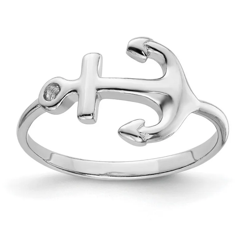 Curata 925 Sterling Silver Polished CZ Sideways Anchor Ring sold by Zulily