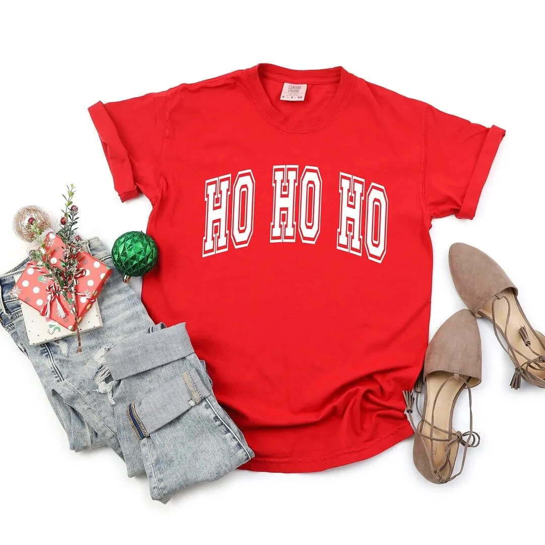 Ho Ho Ho Varsity Thick Outline Garment Dyed Tee sold by Zulily