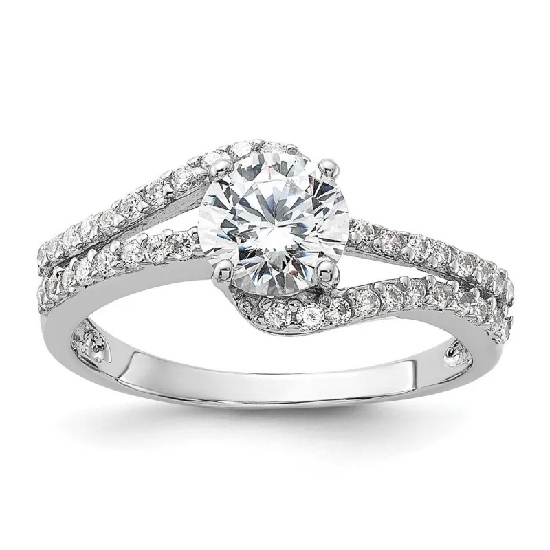 Curata 925 Sterling Silver Rhodium 8mm Cubic Zirconia Double Row Engagement Ring sold by Zulily