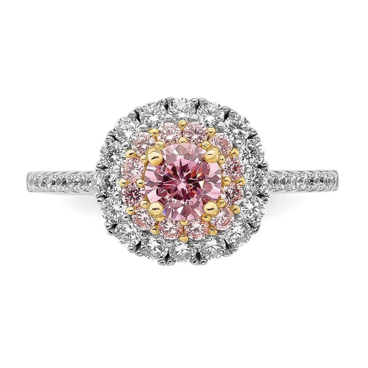Curata 925 Sterling Silver Gold tone Pink and White Cubic Zirconia Engagement Ring sold by Zulily product image thumbnail 5