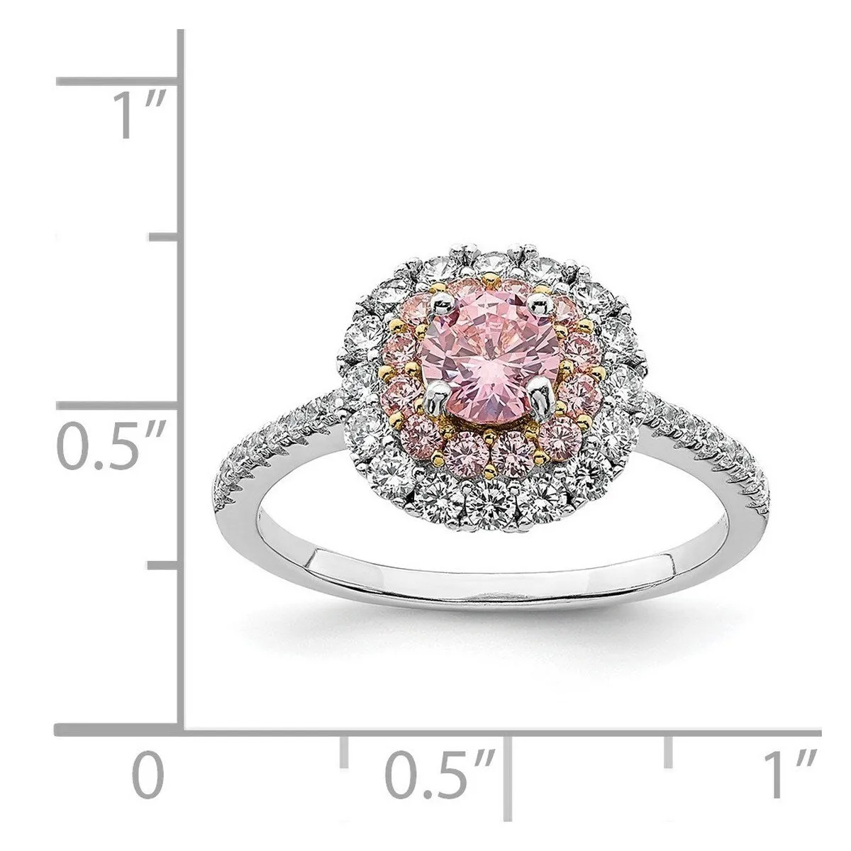 Curata 925 Sterling Silver Gold tone Pink and White Cubic Zirconia Engagement Ring sold by Zulily product image thumbnail 2