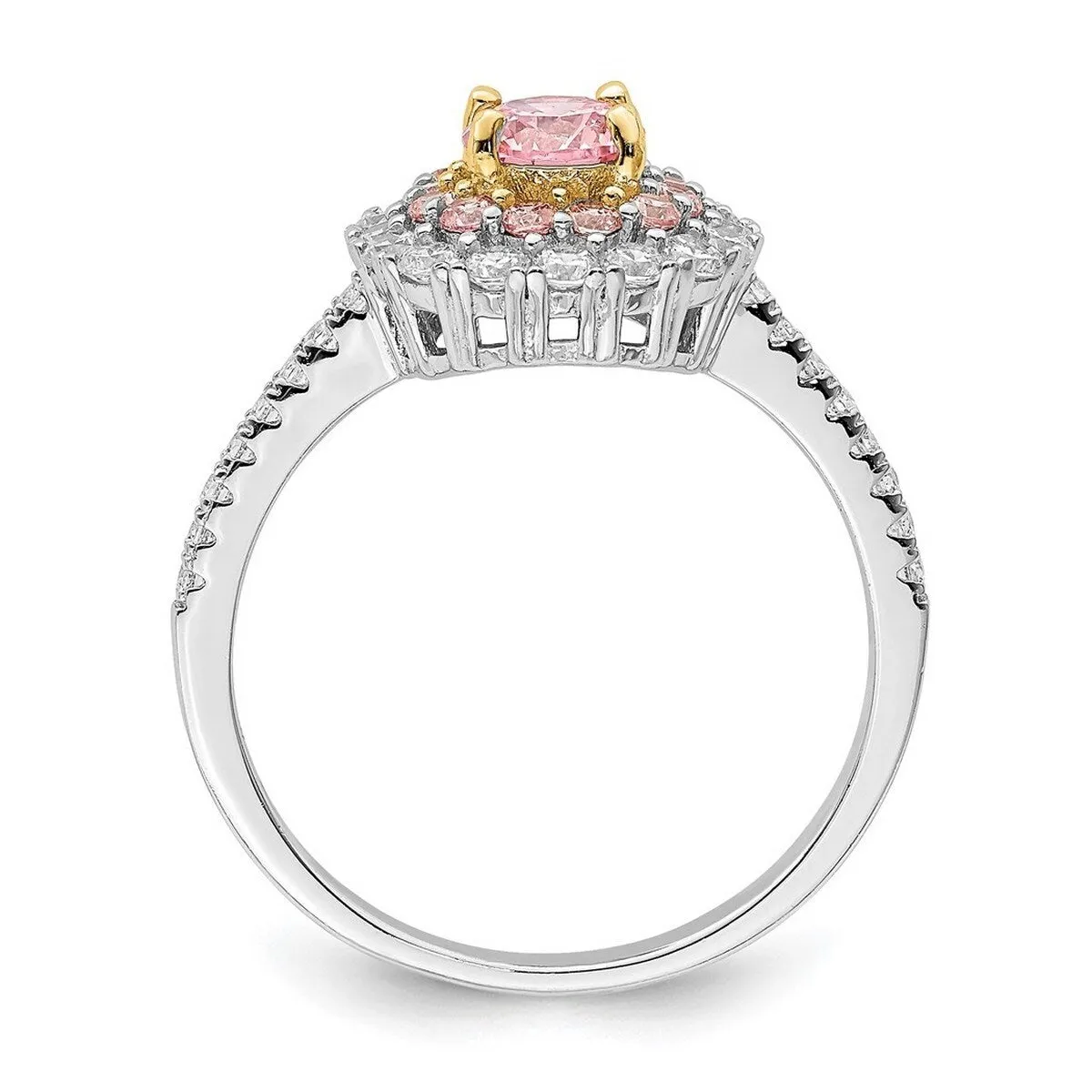 Curata 925 Sterling Silver Gold tone Pink and White Cubic Zirconia Engagement Ring sold by Zulily product image thumbnail 3