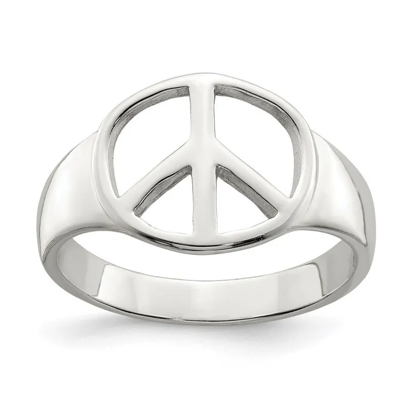 Curata 925 Sterling Silver Polished Bold Peace Sign Ring sold by Zulily