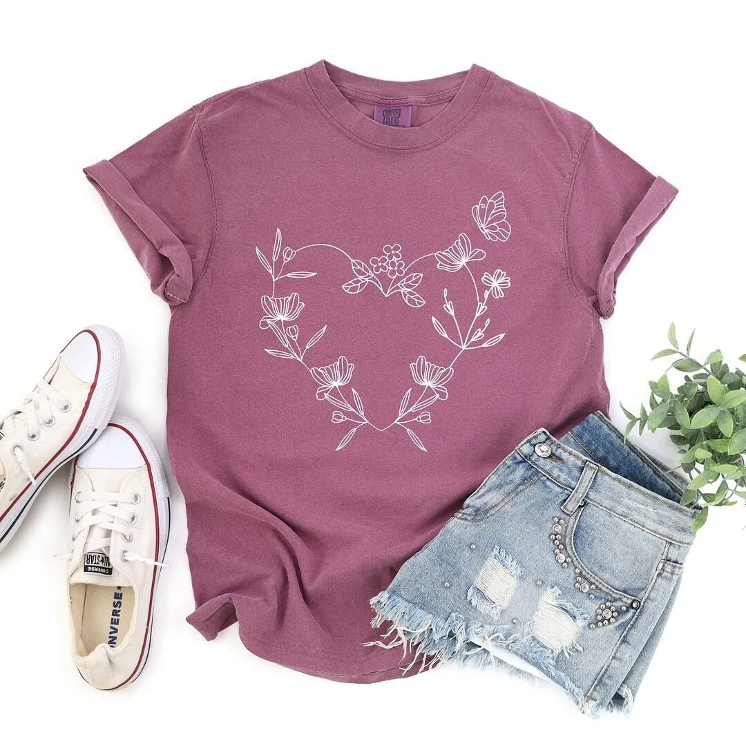 Butterfly and Floral Heart Garment Dyed Tee sold by Zulily
