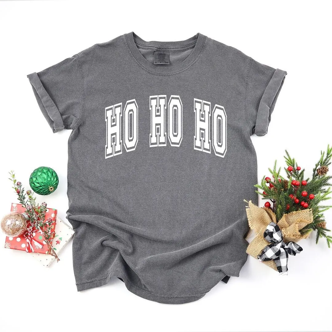 Ho Ho Ho Varsity Thick Outline Garment Dyed Tee sold by Zulily
