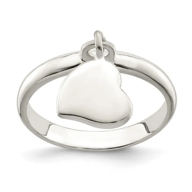 Curata 925 Sterling Silver Dangling Polished Heart Ring sold by Zulily